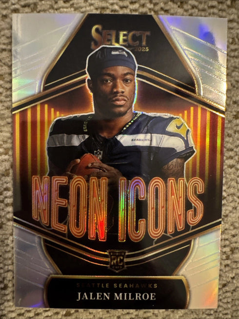 2025 Panini Select JALEN MILROE SILVER PRIZM NEON ICONS #23