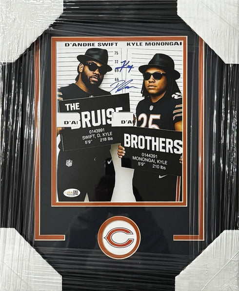 D'andre Swift Kyle Monangai Signed Bruise Brothers Chicago Bears 8x10 Photo JSA