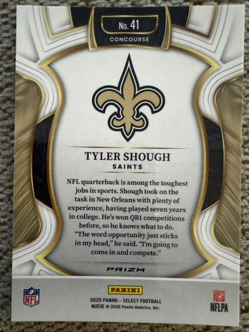 2025 Panini Select Tyler Shough Silver Prizm Concourse #41