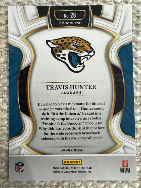 Panini Select Travis Hunter Rookie Concourse #28 Jaguars 2025 Football Card