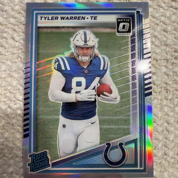 2025 Panini Donruss - Rated Rookie Tyler Warren #337 Optic Preview Holo Prizm
