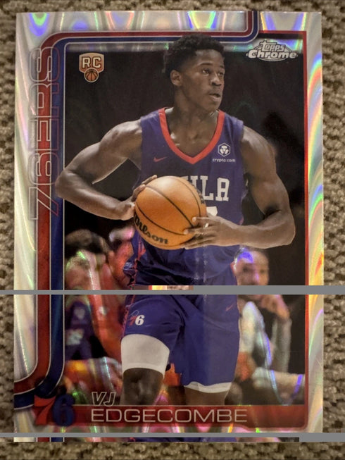 Topps Chrome 2025-26 Wave Refractor VJ Edgecombe Rookie Philadelphia 76ers #253