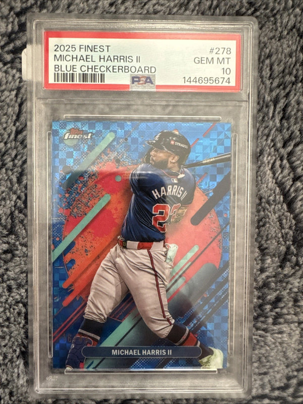2025 Finest Michael Harris II /49 Blue Checkerboard #278 PSA 10