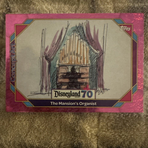 The Mansion’s Organist 2025 Topps Disneyland 70th #127 Pink Shimmer Concept Art