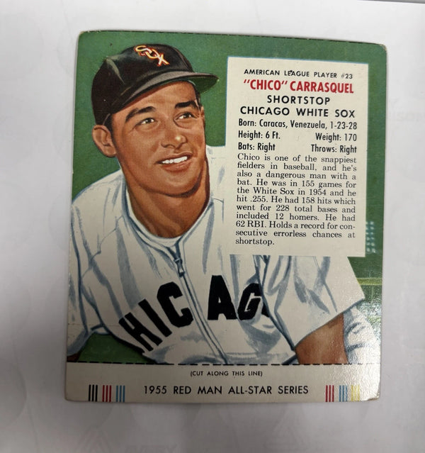 1955 Red Man #23 Chico Carrasquel W/ Tab White Sox
