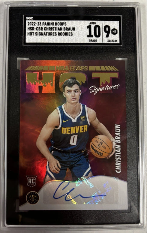 2022 Panini Hoops Christian Braun Hot Signatures Rookies SGC 9 Auto 10 Nuggets