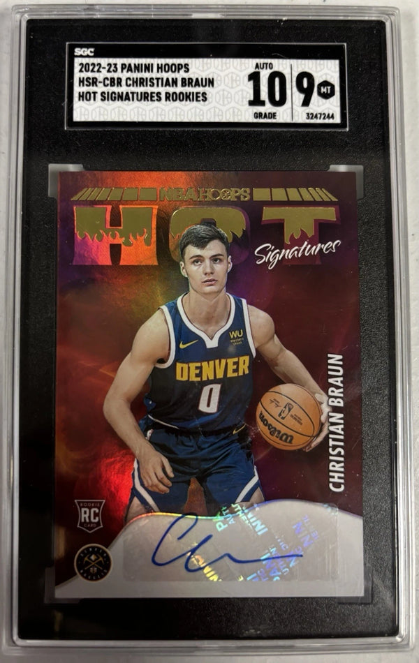 2022 Panini Hoops Christian Braun Hot Signatures Rookies SGC 9 Auto 10 Nuggets