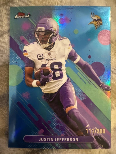 2025 TOPPS FINEST JUSTIN JEFFERSON SKY BLUE REFRACTOR #90 VIKINGS /200