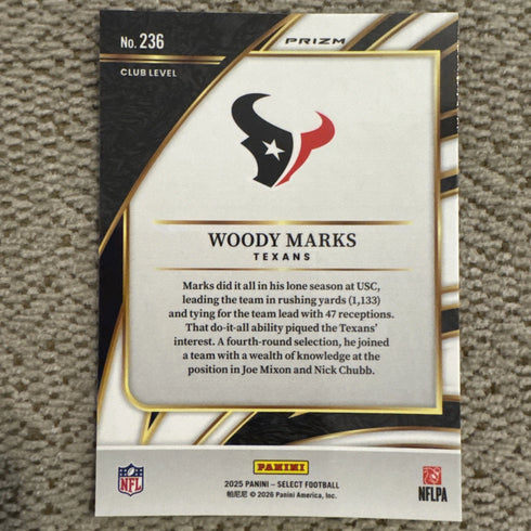 2025 Panini Select Woody Marks Texans Rookie Prizm Club Level #236