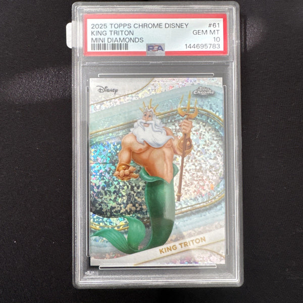 2025 Topps Chrome Disney King Triton MINI DIAMONDS Little Mermaid #61 PSA 10