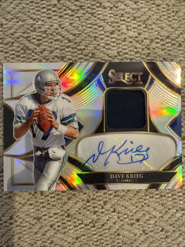 Dave Krieg 2025 Panini Select NFL Silver /249 Patch AUTO Seahawks