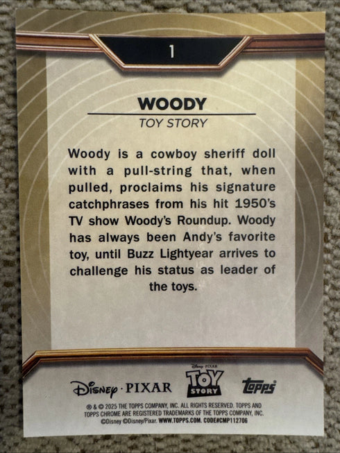 2025 Pixar Gold Woody Gold Ray Wave Etch 18/25 Toy Story #1