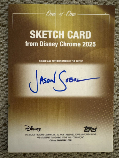 2025 Topps Disney Wonder Sketch Card 1/1 Mad Hatter Jason Sobol Auto