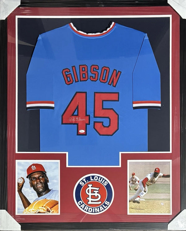 St. Louis Cardinals Bob Gibson Signed Framed Blue Jersey With JSA