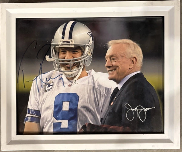 Dallas Cowboys Tony Romo Jerry Jones Signed Framed 8x10 Photo JSA Cert