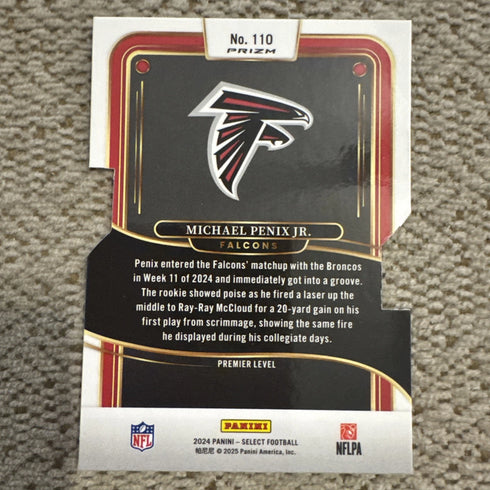 Michael Penix Jr 2024 Select 110 Die-Cut Silver Prizm Premier Level RC Falcons