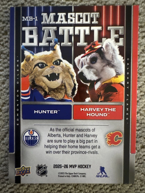 2025-25 Upper deck Mascot Battle Hunter and Harvey the Hound mb-1