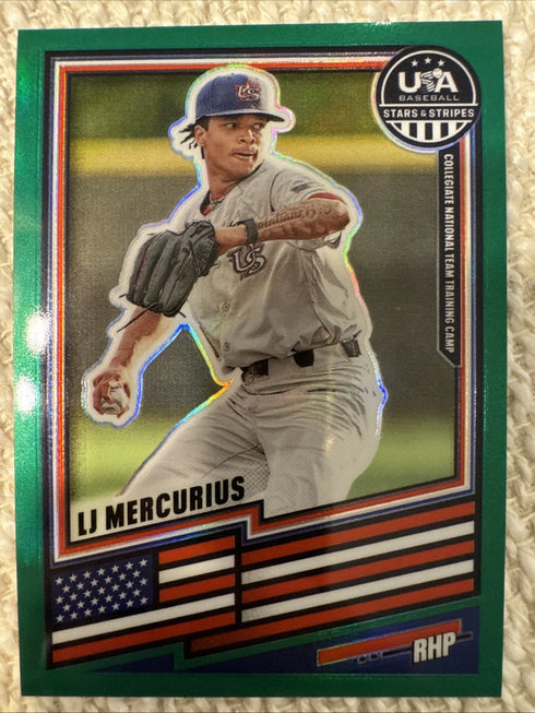 2026 USA Baseball Stars and Stripes Prizm Prizms Green #8 LJ Mercurius