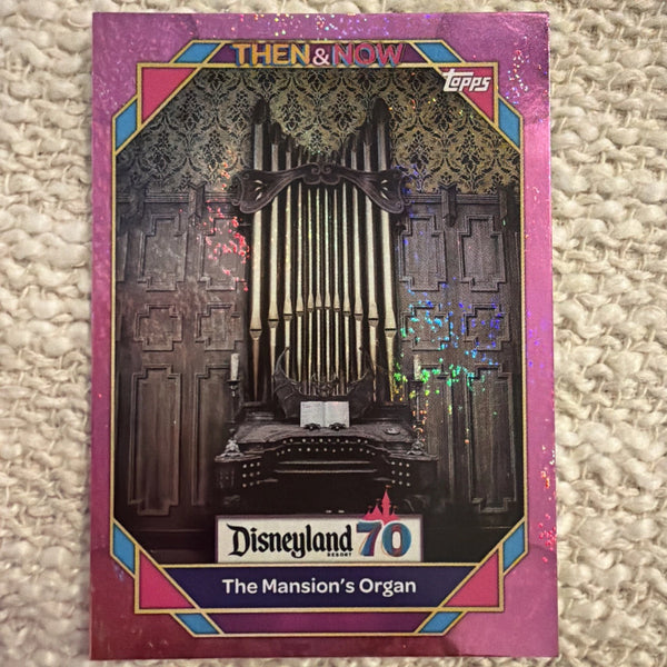 Official 2025 Topps Disneyland 70th Pink Glitter Foil Insert Mansion Organ #79