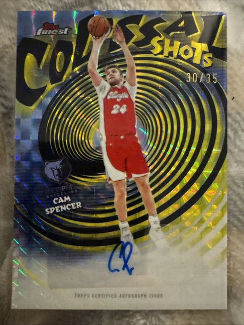 Topps Finest Cam Spencer /35 Auto Yellow Geometric Colossal Shots Grizzlies