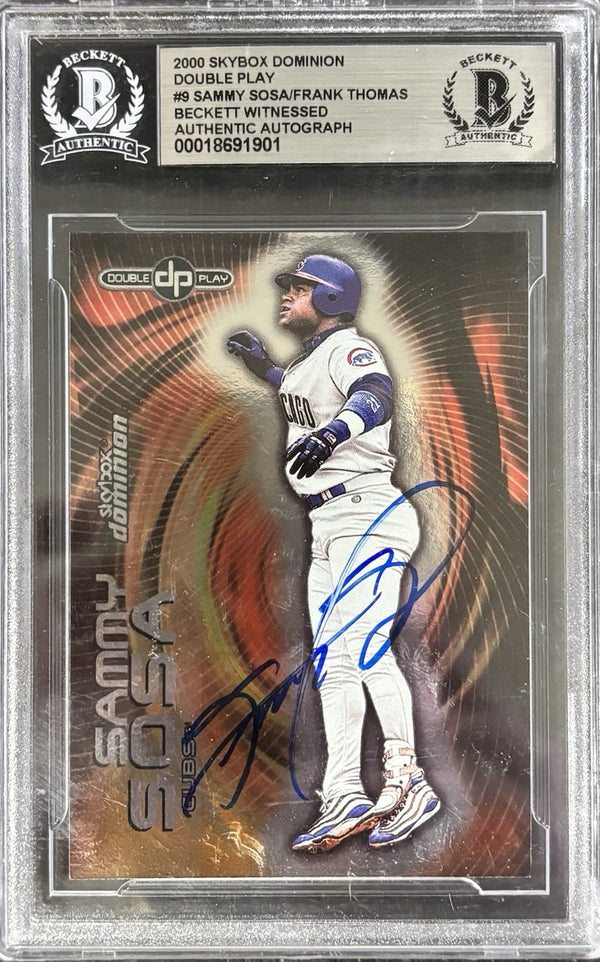 2000 Skybox Dominion Double Play Sammy Sosa Frank Thomas Dual Auto Bgs Authentic