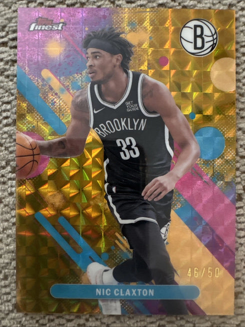 2025-26 Topps Finest Gold Mosaic Prizm #24 Nic Claxton # /50