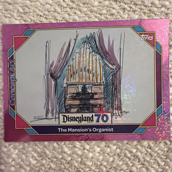 The Mansion’s Organist 2025 Topps Disneyland 70th #127 Pink Shimmer Concept Art