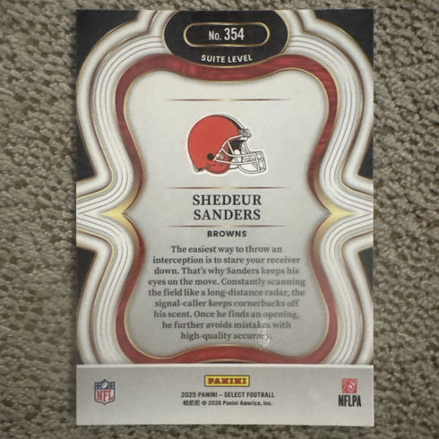 2025 Panini Select Suite Level #354 Shedeur Sanders RC Cleveland Browns