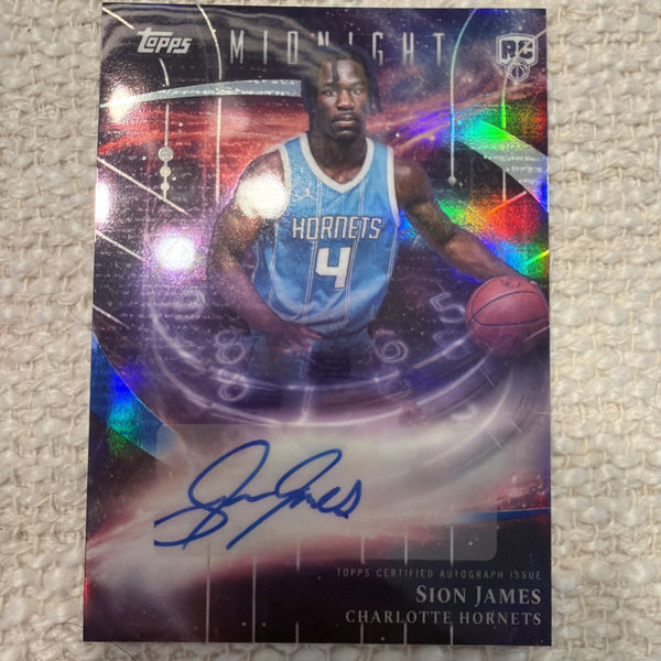Sion James 2025-26 Topps Midnight Auto Issue Stroke Of Midnight RC #SMR-SJ