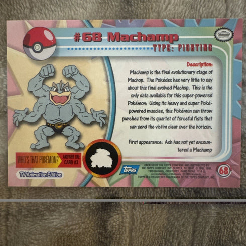Machamp Base Pokemon 1999 Topps TV 68 MP