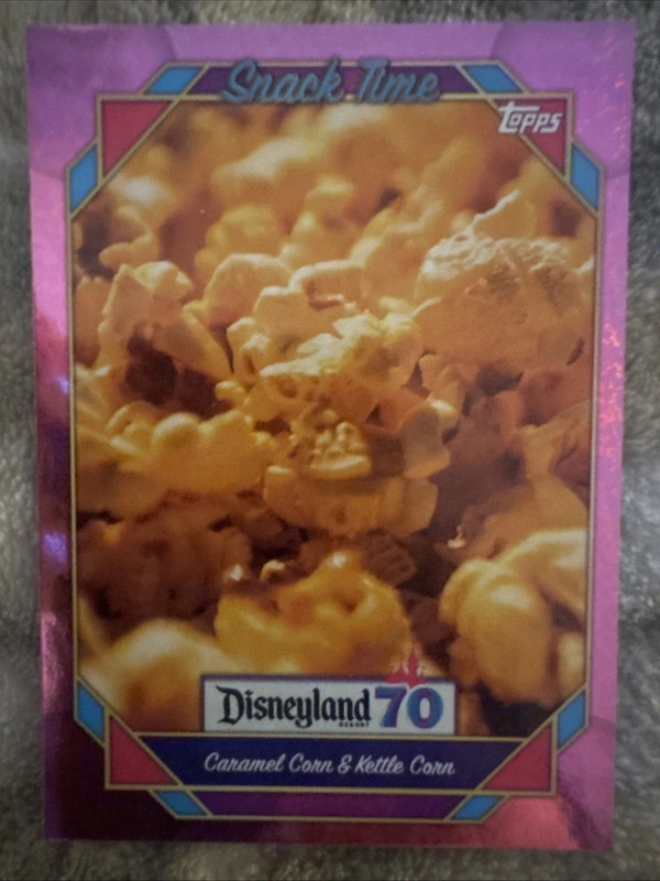 2025 Topps Disneyland 70th Pink Shimmer #111 Snack Time Caramel & Kettle Corn