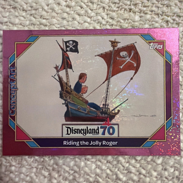 2025 Topps Disneyland 70th Anniversary Riding the Jolly Roger Pink Shimmer #138