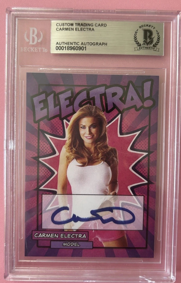 CARMEN ELECTRA Signed Custom Trading Card SLABBED Beckett Authentic