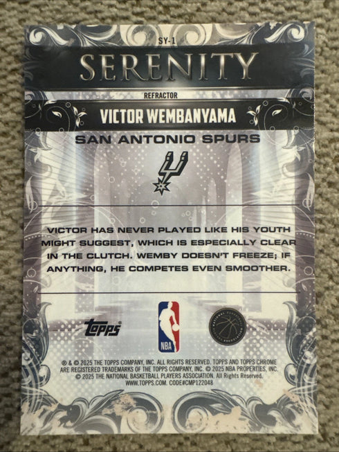 2025 Topps Chrome Serenity Refractor #SY-1 Victor Wembanyama Spurs