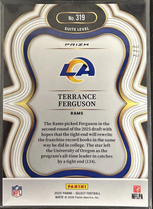 2025 Panini Select Terrance Ferguson Suite Level Green & Black Snakeskin /2 Rams