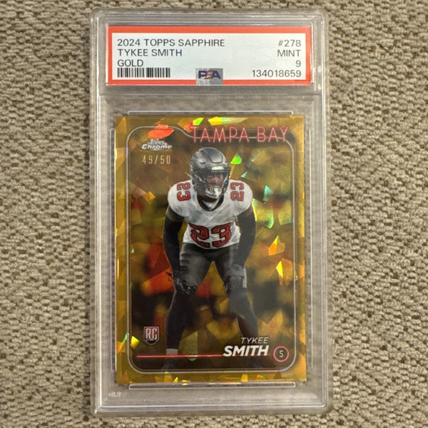 2024 Topps Chrome Sapphire - Tykee Smith RC Gold /50 - Buccaneers PSA 9