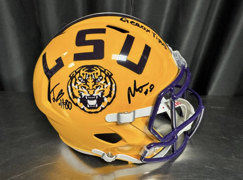 LSU Tigers Malik Nabers Jack Bech Signed Full Size Rep Helmet Beckett