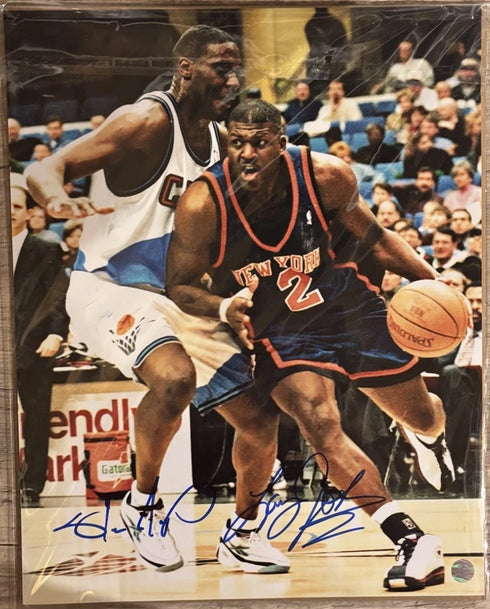 Cleveland Cavs Shawn Kemp NY Knicks Larry Johnson Signed 11x14 Photo