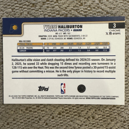 2025 Topps Chrome Tyrese Haliburton Skylight Refractor #3
