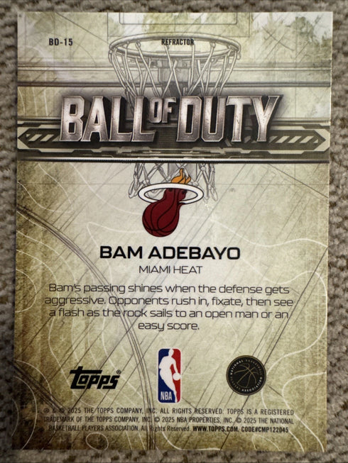Topps Chrome 2025-26 Bam Adebayo Ball of Duty Refractor BD-15