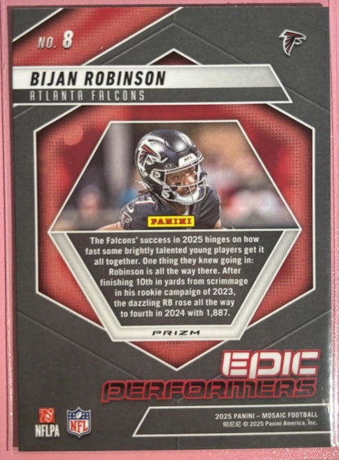 Bijan Robinson 2025 Panini Mosaic Epic Performers Mosaic Green #8