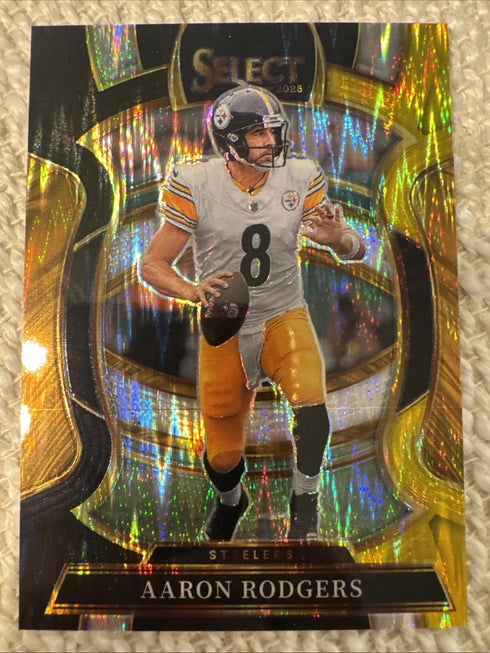 2025 Panini Select #51 Aaron Rodgers Steelers Black/Orange Shock Prizm