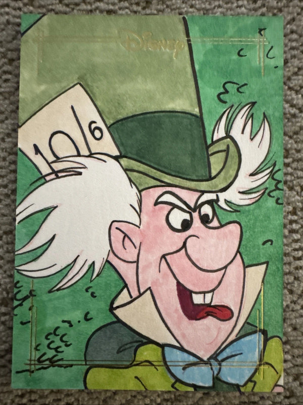 2025 Topps Disney Wonder Sketch Card 1/1 Mad Hatter Jason Sobol Auto