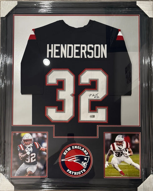 Treyveyon Henderson Framed New England Patriots Autographed Jersey SWAU Coa