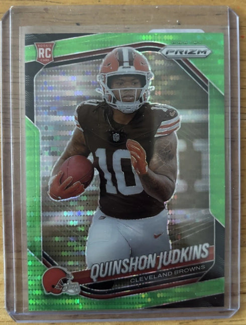 2025 Panini Prizm Browns Quinshon Judkins Rookie Neon Green Pulsar Prizm #313