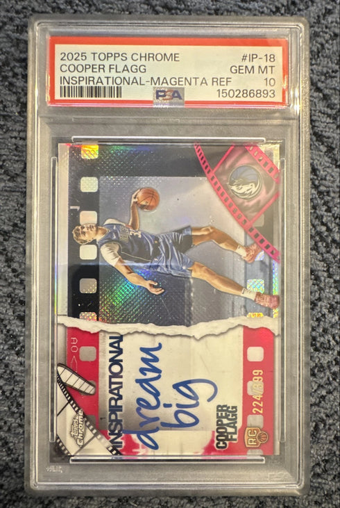 2025 Topps Chrome - Inspirational Cooper Flagg #IP-18 Magenta Ref /399 PSA 10
