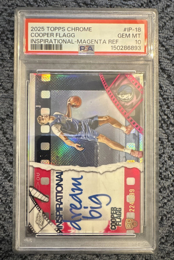 2025 Topps Chrome - Inspirational Cooper Flagg #IP-18 Magenta Ref /399 PSA 10