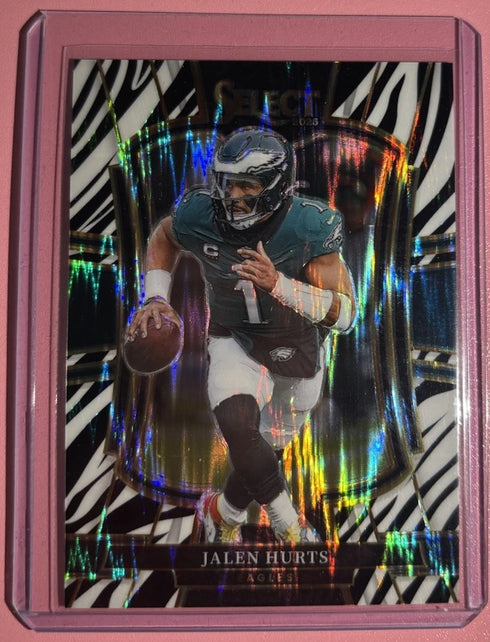 2025 Panini Select Jalen Hurts Zebra Prizm #190 Eagles Football