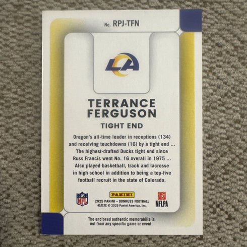 2025 Donruss Terrance Ferguson Rookie Phenom Patch Rams #RPJ-TFN (RC) Rams