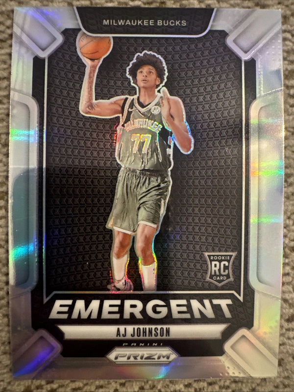 2024-25 Panini Prizm Basketball Silver Prizm Emergent AJ Johnson RC #15